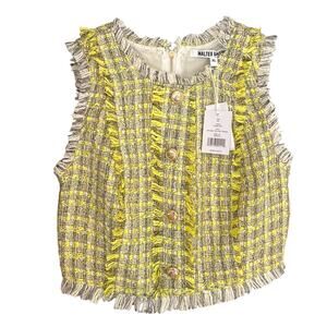 Walter Baker Dara Malibu Yellow Tweed Top XL